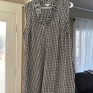 Crown and Ivy, Black/White Gingham V-Neck Ruffle Midi